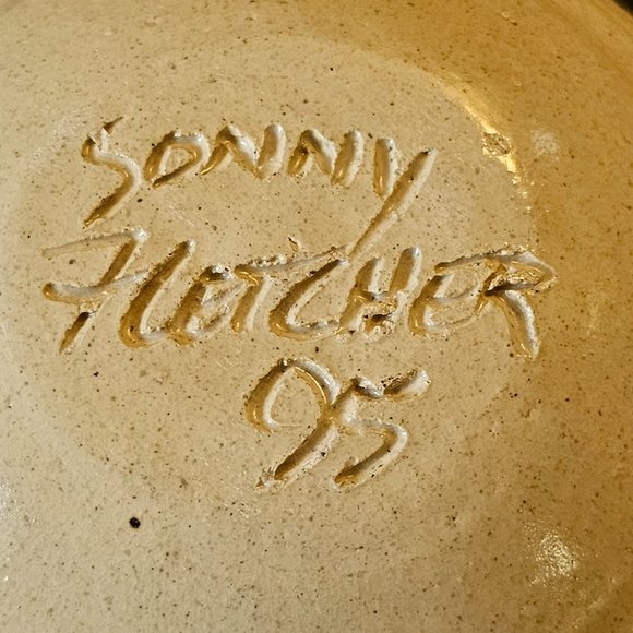 Vintage Sonny Fletcher Pottery Ceramic Dish Spoon Rest floral Blue white 1995 90 - Picture 4 of 6